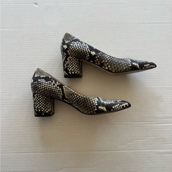 Brian Atwood B-Kacie Gray Leather Snakeskin Print Chunky Block Heel Womens 6 - Picture 4 of 7